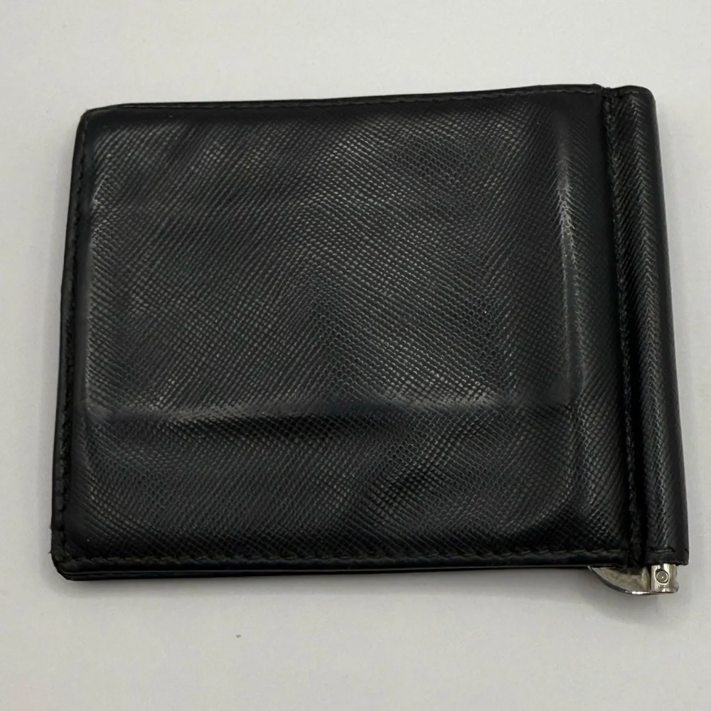 Prada Black Saffiano Leather Money Clip Bifold Wallet - Picture 3 of 3